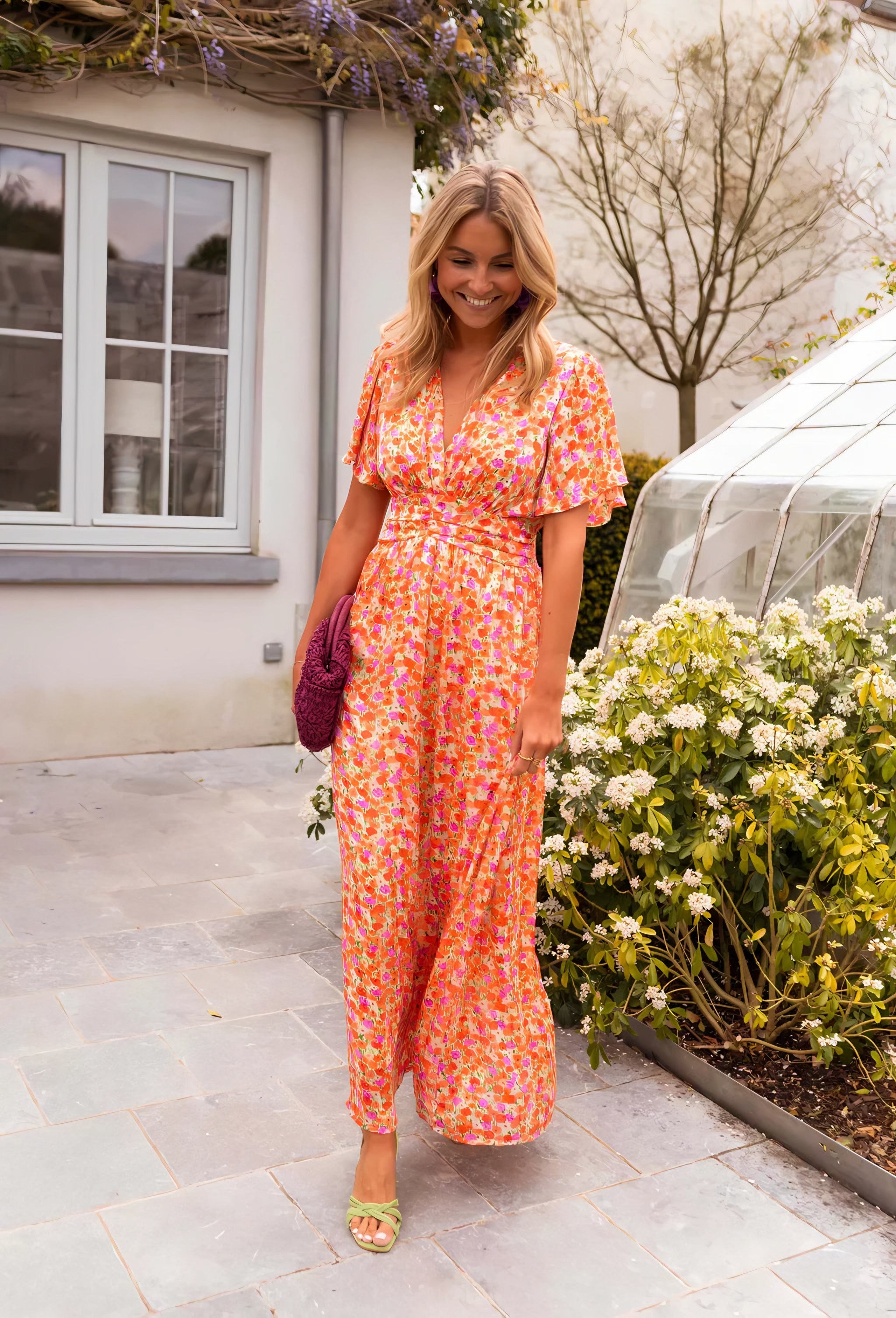 Women's Short Sleeve Floral Maxi Dress — view 6