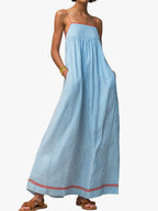 Saskia | Women's Striped Maxi Dress with Pockets