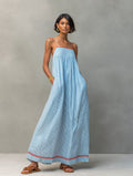 Saskia | Women's Striped Maxi Dress with Pockets