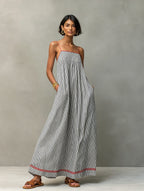 Saskia | Women's Striped Maxi Dress with Pockets