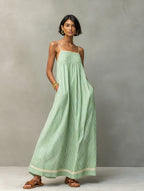 Saskia | Women's Striped Maxi Dress with Pockets