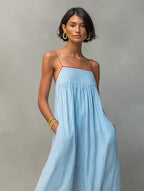 Saskia | Women's Striped Maxi Dress with Pockets