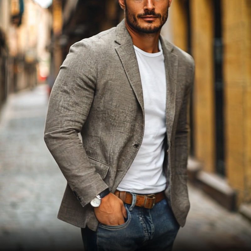 Hendrik | Men's Linen Single-Breasted Formal Blazer