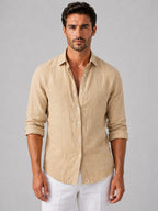 Leander | Men's Linen Look Relaxed Fit Shirt with Button-Up