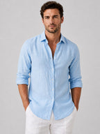 Leander | Men's Linen Look Relaxed Fit Shirt with Button-Up