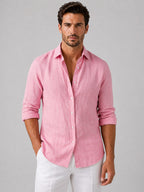 Leander | Men's Linen Look Relaxed Fit Shirt with Button-Up