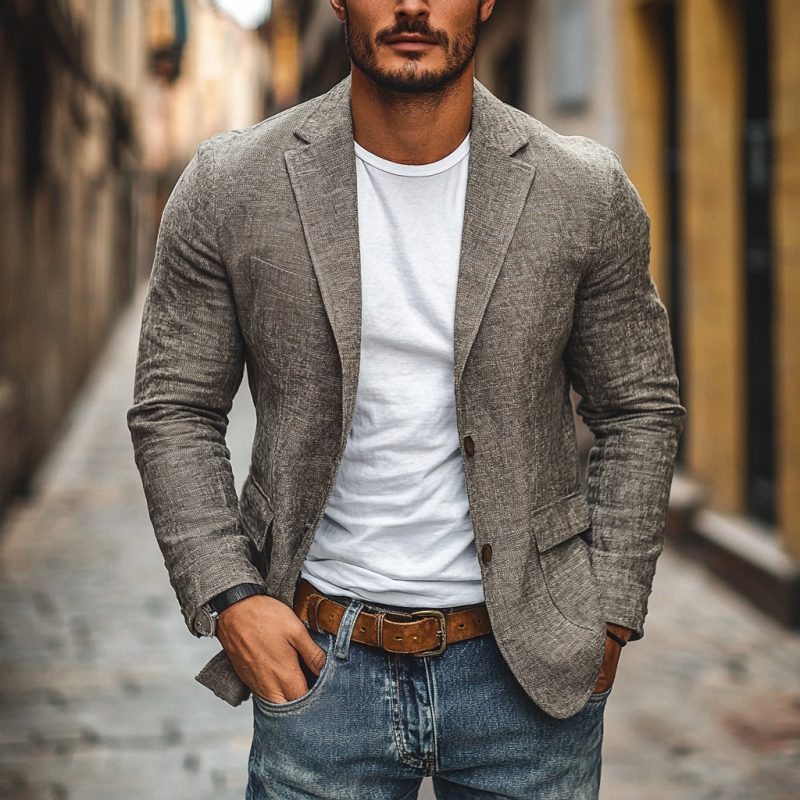 Hendrik | Men's Linen Single-Breasted Formal Blazer