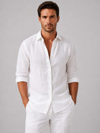 Leander | Men's Linen Look Relaxed Fit Shirt with Button-Up