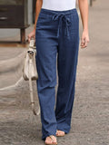 Solene | Women’s Drawstring Palazzo Pants — TOPNEWPLACE
