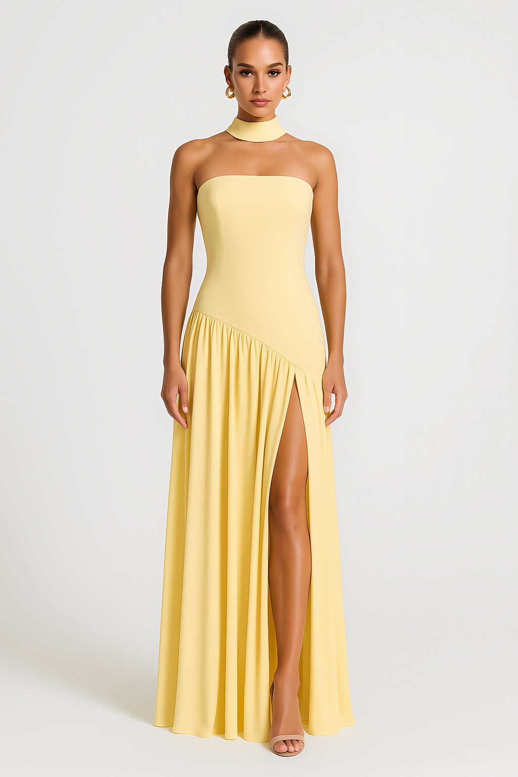 Women's Strapless High Slit Maxi Dress — view 1